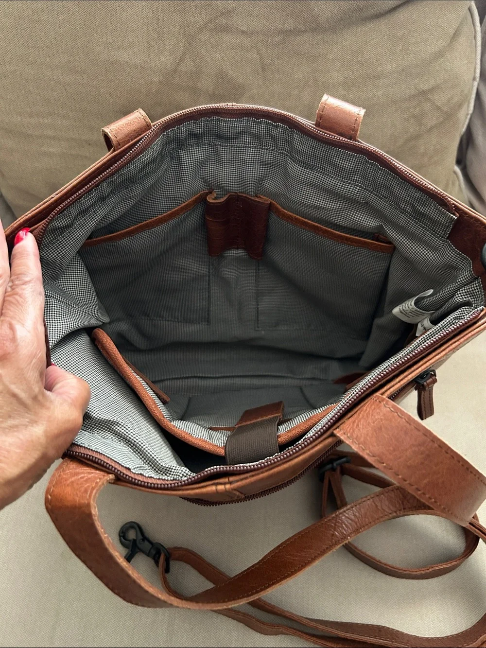 Women/Men's Leather Tote Bag in Brown